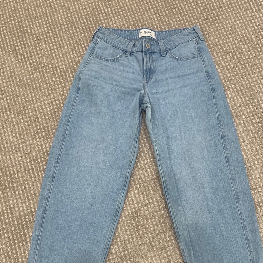 Hollister Light Blue low rise tapper baggy Jeans